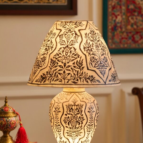 Classic Camel Skin Lamp. |Floral Lamp. Size = 21 Inch